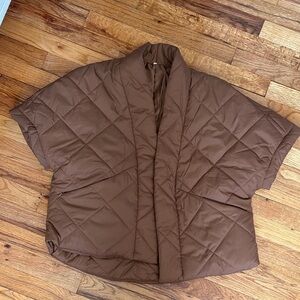 Brown Quilted Short Sleeve Jacket